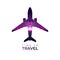 Top view airplane silhouette with double exposure. Vector illustration