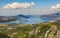 Top view on the airport of Tivat, Boka Bay. Montenegro.