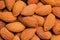 Top view almonds nuts, close up