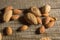 Top view of Almonds over wooden background