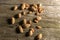 Top view of Almonds over wooden background