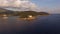 Top view of the ancient fortress Arza on the Lustica peninsula and Mamula island in Montenegro