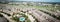 Top view apartment building with pool near interstate 635 highway clear blue sky