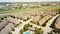 Top view apartment building with pool near interstate 635 highway clear blue sky