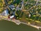 Top view of a area of the embankment of Taganrog city in a spring morning