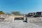 Top view of the area and the ruined ancient step pyramids on top