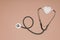 top view of arranged heart and stethoscope