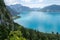 Top view of Attersee lake, Austria, as seen from the via ferrata route above it