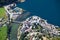 Top view at Aurland town and river Aurlandselvi. Summer sunny day, Norway