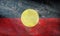 Top view of Australian Aboriginal, Australia retro flag with grunge texture. Australian patriot and travel concept. no flagpole.