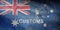 Top view of Australian Customs 1988 2015, Australia retro flag with grunge texture. Australian patriot and travel concept. no