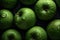 Top View Background Of Whole Fresh Juice Green Apples With Water Droplets - Generative AI