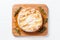 Top View, Baked Camembert On A Wooden Boardon White Background