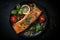 Top View Baked Salmon Food Composition