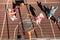 Top view of a basket above the basketball court