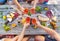 Top view beach picnic table