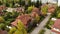 Top view of a beautiful cottage village in autumn