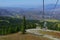 Top view of beautiful fall color forest and mountains landscape with ski lift in Aspen