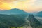 Top view of Beautiful Forest landscape of Sunset at pha Namxay Mountains Vang Vieng, Laos