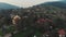 Top view of beautiful highland town in Carpathian mountains.