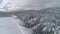 Top view beautiful winter forest. Shot. Winter landscape. Snowy winter forest