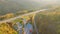 Top view of Beech Glenn Parking rest area near busy I-26 american interstate freeway with fast moving cars and trucks