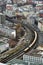 Top view on Berliner railway station and train