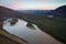 Top view of a big river islands.