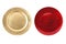 Top  view big size plastic red and gold dish vintage style on white background isolated and clipping path. Object for put flower ,