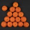 Top view on a billiard pyramid of fifteen tangerines