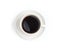 Top view of black coffee cup isolated