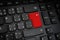 Top view of black keyboard with red Enter button