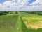 Top view blackberry farm with hays on land at rest in Texas, America