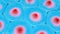 Top view on blue cell pattern with red cell nucleus