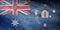 Top view of Blue Ensign of Commonwealth Lighthouse Service, Australia retro flag with grunge texture. Australian patriot and