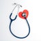 Top view blue stethoscope on white background. For check heart or health check up concept