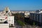 Top view of the Boulevard with beautiful palm trees and the houses of Rabat