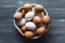 Top view bowl with variety of eggs Photo