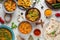 Top view bowls with indian food. High quality and resolution beautiful photo concept