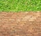 Top view brick walk path and grass land background