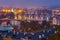 Top view bridges on the Vltava River in Prague