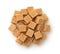 Top view of brown cane sugar cubes