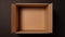 Top view brown cardboard box on black table. Generative AI