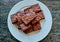 Top View Brownies served on White Plate