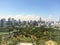 Top view building landscape city, blue sky