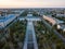 Top view of buildings in small sity in Ukraine