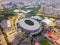 Top view of Bukit Jalil National Stadium and landscape garden in Kuala Lumpur, Malaysia. Urban city in Asia