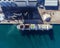 Top view of a bulker with an open empty hold. Aerial view to unload the cargo ship