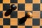 Top view Chess Bishops stand on a chessboard with shadows