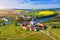 Top view of the church St. John of Nepomuk. Zdar nad Sazavou. Czechia. The Pilgrim Church of St John of Nepomuk on the Zelena hora